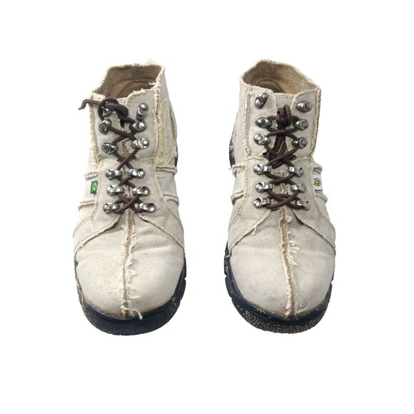 Yellow Port Boots Mens Size 8 Beige Recycled Tires & Trucking Canvas. main image 7